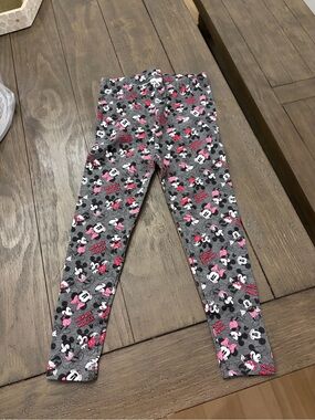 Disney Minnie Mouse Gray, Pink & White Girls' Leggings